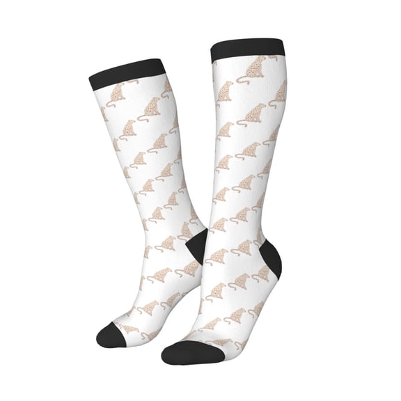 Picia Women Crew Soft Moisture-wicking Socks Leopard Print Pattern Design Cotton Socks, One Size fit All