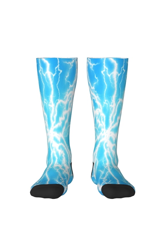 Women Crew Soft Moisture-wicking Socks Light blue flash Pattern Design Cotton Socks, One Size fit All