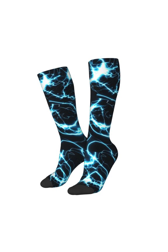 Women Crew Soft Moisture-wicking Socks Lightning Pattern Design Cotton Socks, One Size fit All
