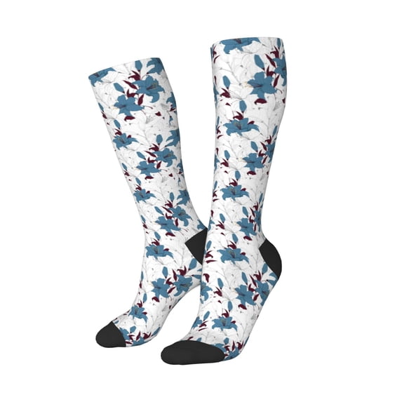 Picia Women Crew Soft Moisture-wicking Socks Lilies Flowers Pattern Design Cotton Socks, One Size fit All