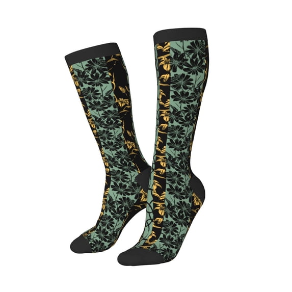 Picia Women Crew Soft Moisture-wicking Socks Lilies Flowers Pattern Design Cotton Socks, One Size fit All