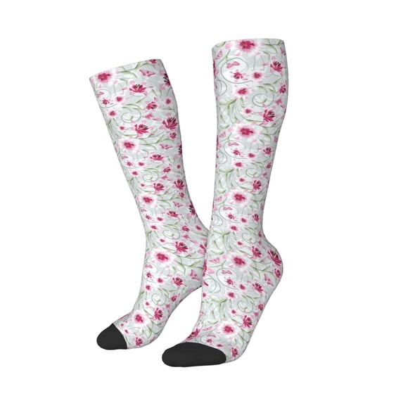 Picia Women Crew Soft Moisture-wicking Socks Lilies Flowers Pattern Design Cotton Socks, One Size fit All