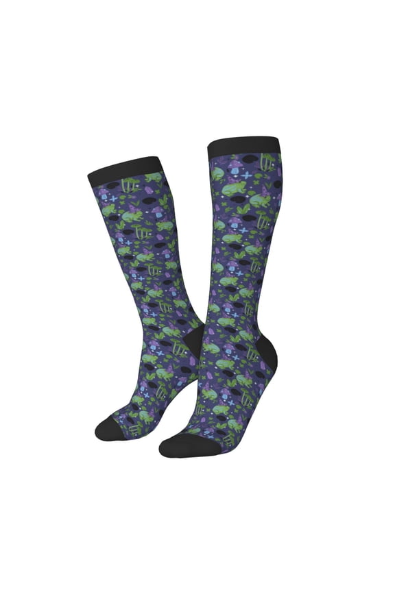 Women Crew Soft Moisture-wicking Socks Magic Toads in Hats Pattern Design Cotton Socks, One Size fit All