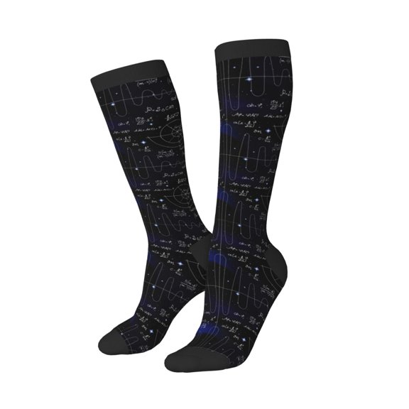 Picia Women Crew Soft Moisture-wicking Socks Mathematica Science Pattern Design Cotton Socks, One Size fit All