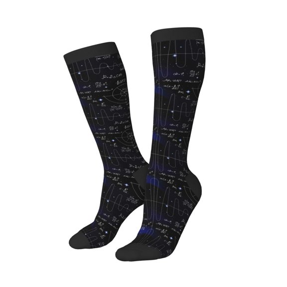 Picia Women Crew Soft Moisture-wicking Socks Mathematica Science Pattern Design Cotton Socks, One Size fit All
