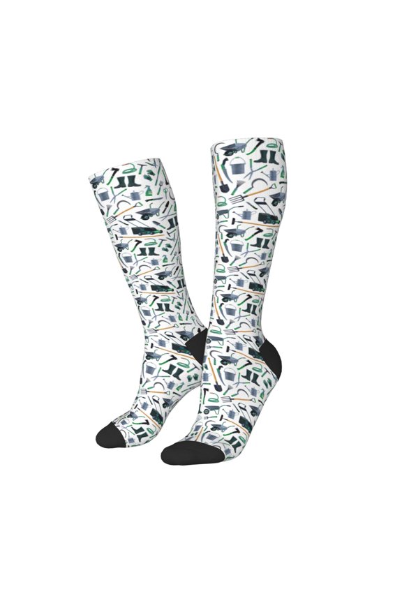 Women Crew Soft Moisture-wicking Socks Modern Industry Pattern Design Cotton Socks, One Size fit All