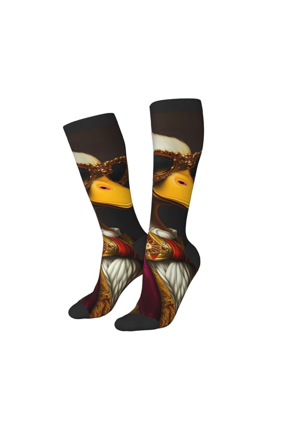 Women Crew Soft Moisture-wicking Socks Noble Style Duck Pattern Design Cotton Socks, One Size fit All
