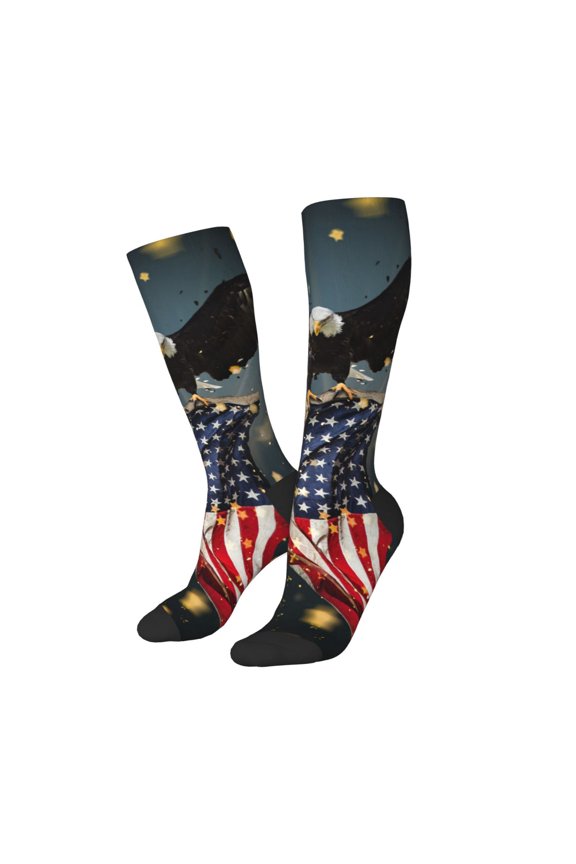 Women Crew Soft Moisture-wicking Socks North American Bald Eagle1 Pattern Design Cotton Socks, One Size fit All