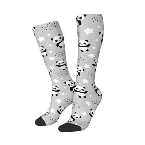 Picia Women Crew Soft Moisture-wicking Socks Pandas Pattern Design Cotton Socks, One Size fit All
