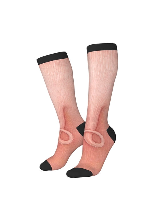 Women Crew Soft Moisture-wicking Socks Pig'S Tail Pattern Design Cotton Socks, One Size fit All