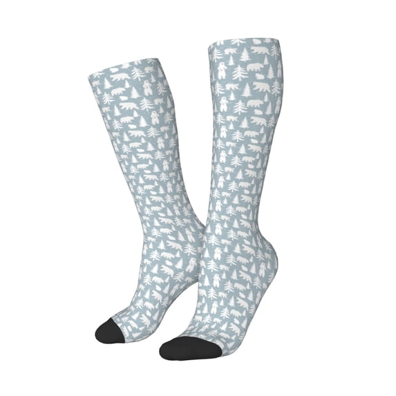 Picia Women Crew Soft Moisture-wicking Socks Polar Bears And Snowy Winter Pattern Design Cotton Socks, One Size fit All