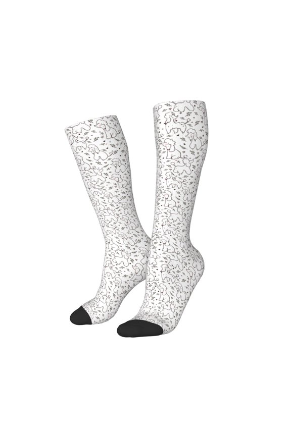 Women Crew Soft Moisture-wicking Socks Poodle Dog Pattern Design Cotton Socks, One Size fit All