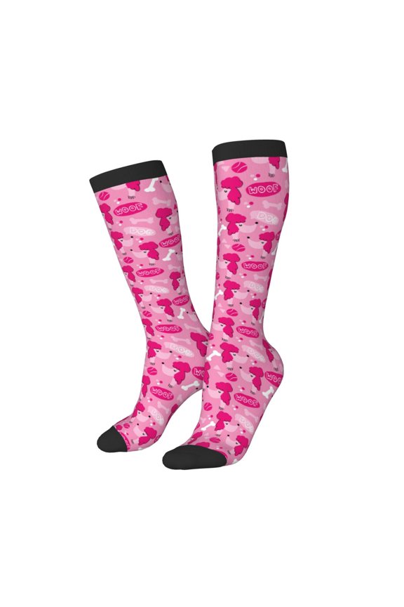 Women Crew Soft Moisture-wicking Socks Poodle Dog Pattern Design Cotton Socks, One Size fit All