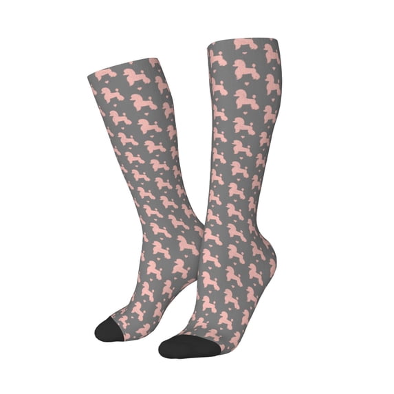 Picia Women Crew Soft Moisture-wicking Socks Poodle Dog Pattern Design Cotton Socks, One Size fit All