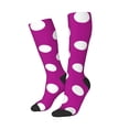 thumbnail image 1 of Picia Women Crew Soft Moisture-wicking Socks Purlpe And White Polka Dot Pattern Design Cotton Socks, One Size fit All, 1 of 9