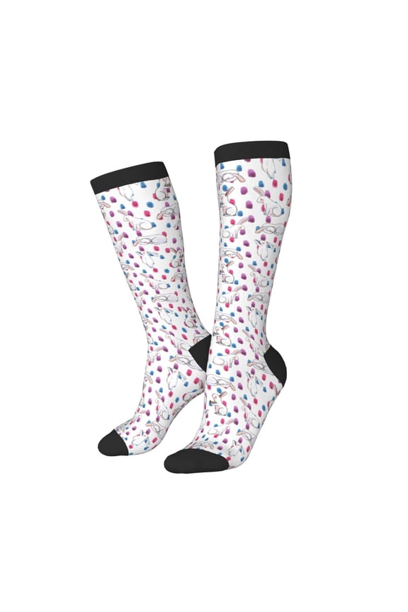 Women Crew Soft Moisture-wicking Socks Rabbit Eating Pattern Design Cotton Socks, One Size fit All