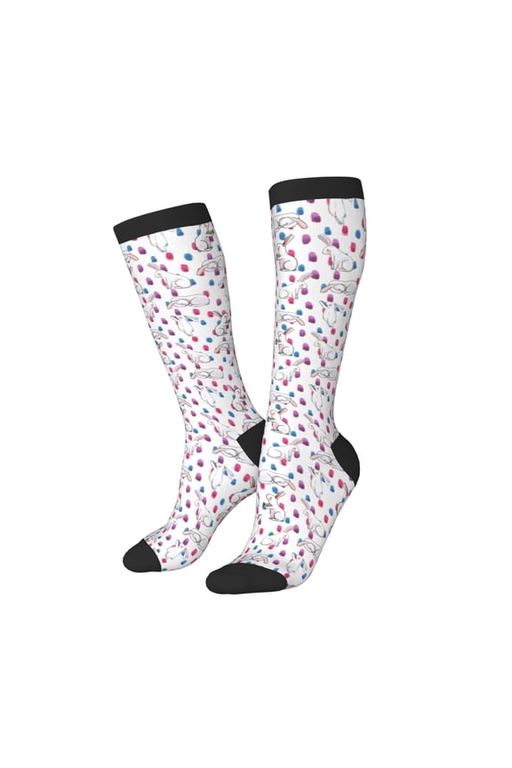 Women Crew Soft Moisture-wicking Socks Rabbit Eating Pattern Design Cotton Socks, One Size fit All