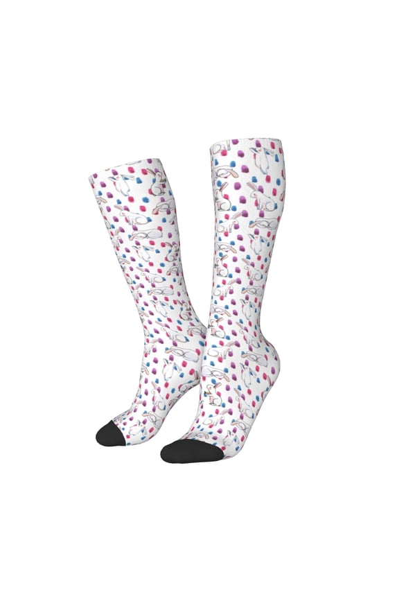 Women Crew Soft Moisture-wicking Socks Rabbit Eating Pattern Design Cotton Socks, One Size fit All