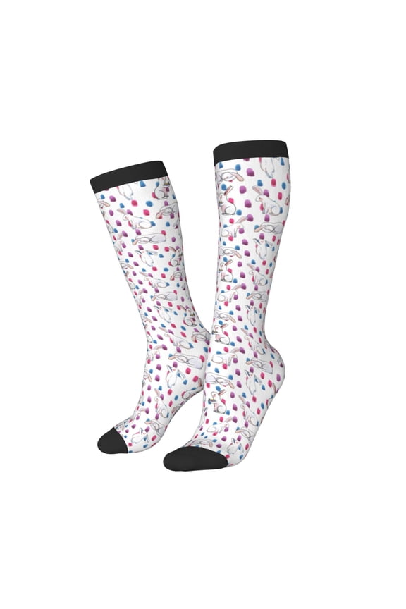 Women Crew Soft Moisture-wicking Socks Rabbit Eating Pattern Design Cotton Socks, One Size fit All