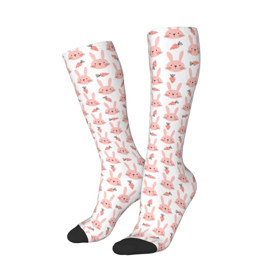 Picia Women Crew Soft Moisture-wicking Socks Rabbit Is And Carrots Pattern Design Cotton Socks, One Size fit All