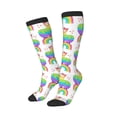 thumbnail image 1 of Picia Women Crew Soft Moisture-wicking Socks Rainbow Llama Pattern Design Cotton Socks, One Size fit All, 1 of 9
