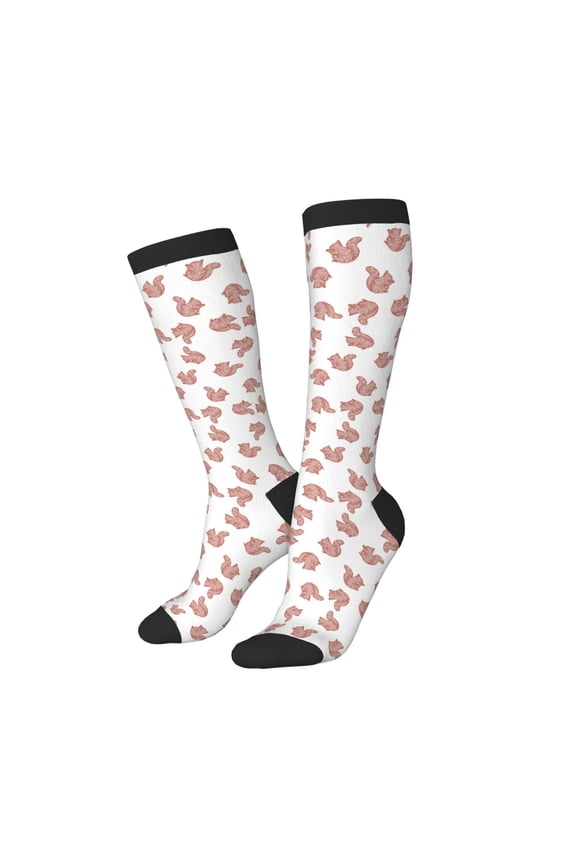Women Crew Soft Moisture-wicking Socks Red Fox Pattern Design Cotton Socks, One Size fit All