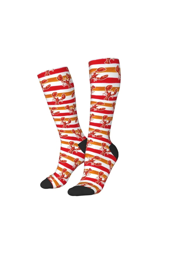 Women Crew Soft Moisture-wicking Socks Red Lobster Pattern Design Cotton Socks, One Size fit All