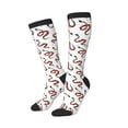 thumbnail image 1 of Picia Women Crew Soft Moisture-wicking Socks Red Snake Pattern Design Cotton Socks, One Size fit All, 1 of 9