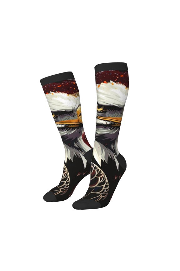 Women Crew Soft Moisture-wicking Socks Retro American Eagle A Pattern Design Cotton Socks, One Size fit All