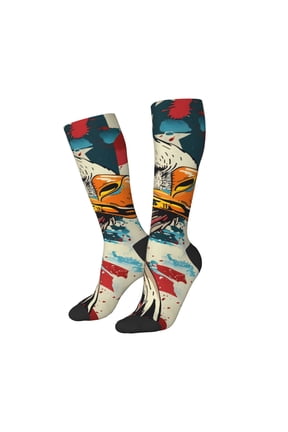 Women Crew Soft Moisture-wicking Socks Retro American Eagle Pattern Design Cotton Socks, One Size fit All