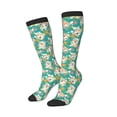 thumbnail image 1 of Picia Women Crew Soft Moisture-wicking Socks SHIBA WITH FLORAL Pattern Design Cotton Socks, One Size fit All, 1 of 9
