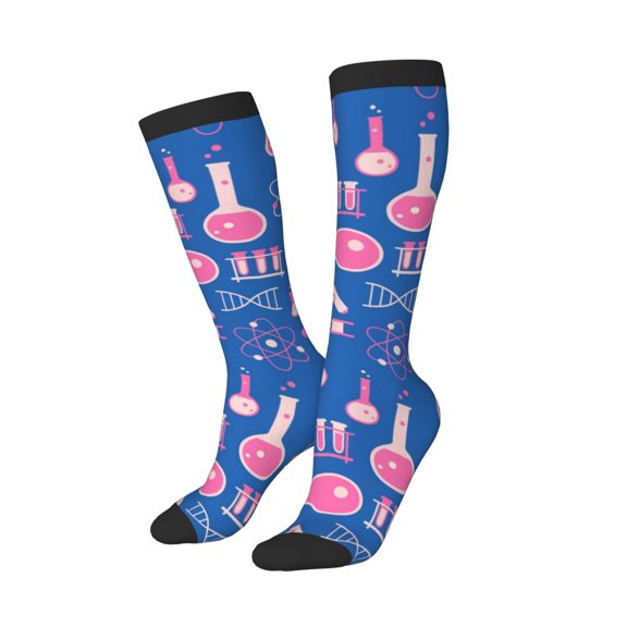 Picia Women Crew Soft Moisture-wicking Socks Science Experiment Pattern Design Cotton Socks, One Size fit All