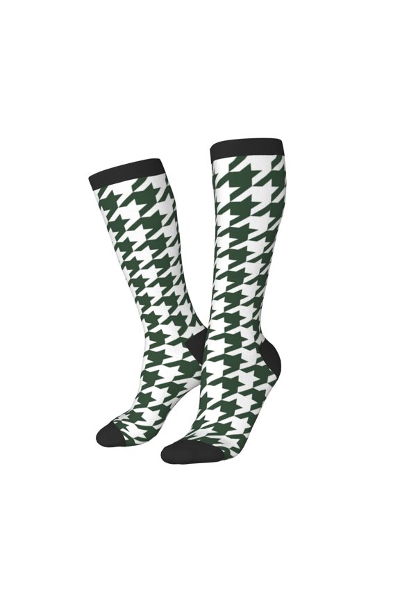 Women Crew Soft Moisture-wicking Socks Scottish Checkered Pattern Design Cotton Socks, One Size fit All