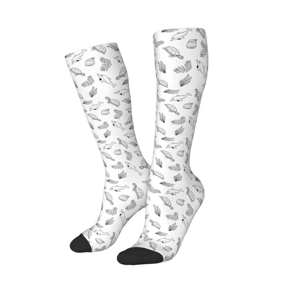 Picia Women Crew Soft Moisture-wicking Socks Sea Turtle Pattern Design Cotton Socks, One Size fit All