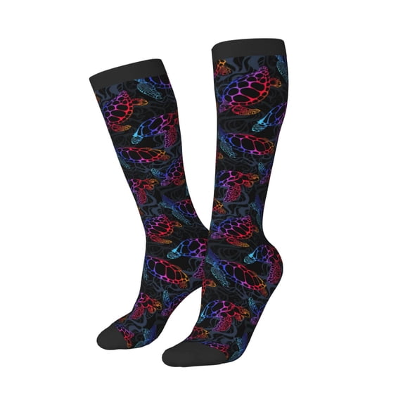 Picia Women Crew Soft Moisture-wicking Socks Sea Turtle Pattern Design Cotton Socks, One Size fit All
