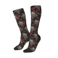 thumbnail image 1 of Picia Women Crew Soft Moisture-wicking Socks Skull and Red Roses Pattern Design Cotton Socks, One Size fit All, 1 of 1