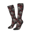 thumbnail image 1 of Picia Women Crew Soft Moisture-wicking Socks Skull and Red Roses Pattern Design Cotton Socks, One Size fit All, 1 of 9