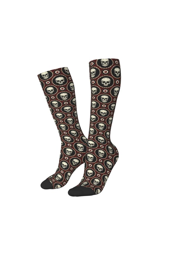 Women Crew Soft Moisture-wicking Socks Skulls And Red Eyeballs Pattern Design Cotton Socks, One Size fit All
