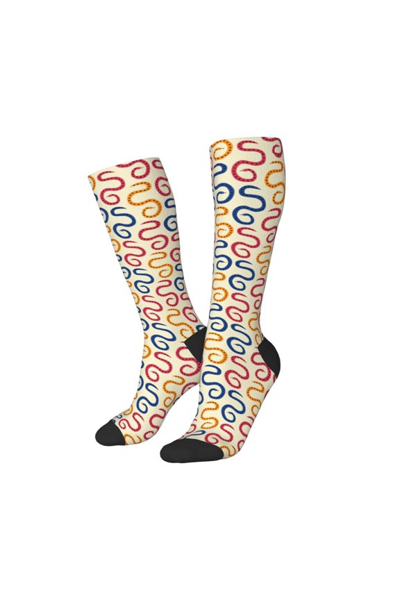 Women Crew Soft Moisture-wicking Socks Snake Pattern Design Cotton Socks, One Size fit All