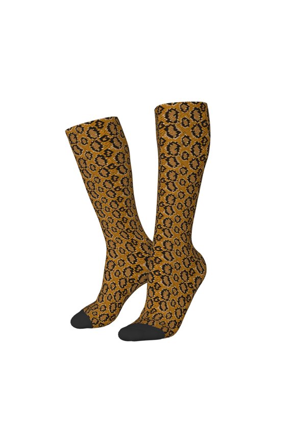 Women Crew Soft Moisture-wicking Socks Snake Skin Pattern Design Cotton Socks, One Size fit All