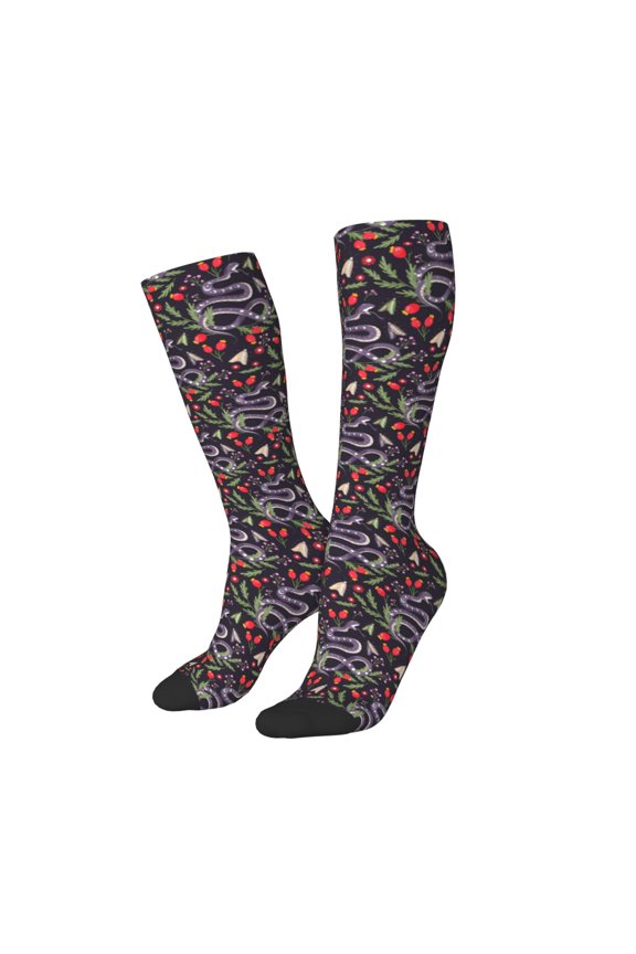 Women Crew Soft Moisture-wicking Socks Snakes And Snake Fruit Pattern Design Cotton Socks, One Size fit All