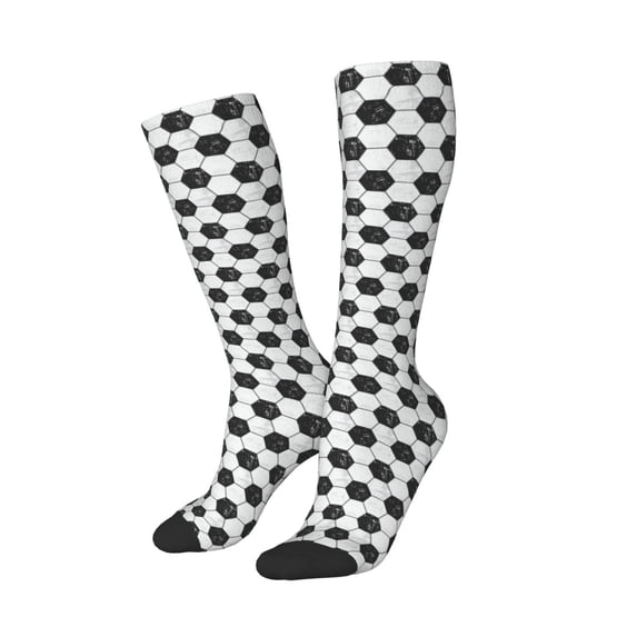 Picia Women Crew Soft Moisture-wicking Socks Soccer Pattern Design Cotton Socks, One Size fit All