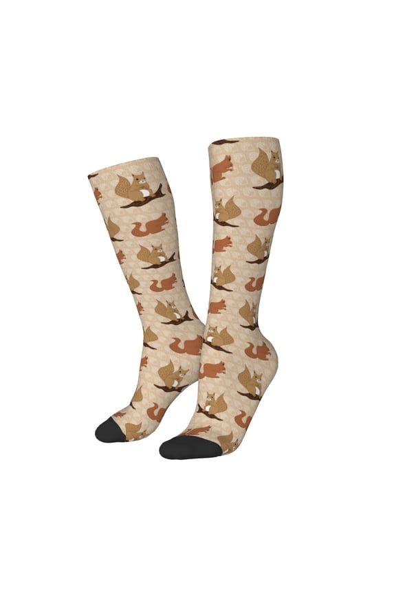 Women Crew Soft Moisture-wicking Socks Squirrel nut backgrounds Pattern Design Cotton Socks, One Size fit All