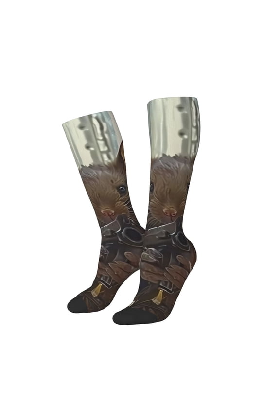 Women Crew Soft Moisture-wicking Socks Steampunk Space Mice Warriors Pattern Design Cotton Socks, One Size fit All