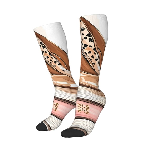 Picia Women Crew Soft Moisture-wicking Socks Stylish High Heels On Books Pattern Design Cotton Socks, One Size fit All