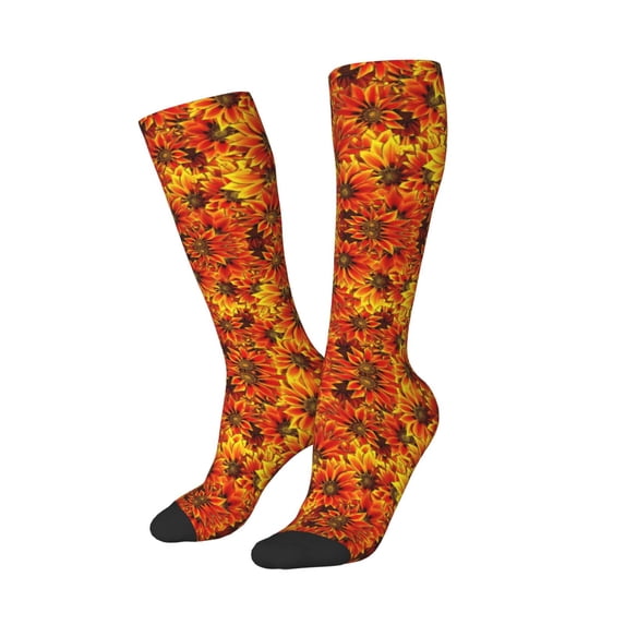 Picia Women Crew Soft Moisture-wicking Socks Sunflower4 Pattern Design Cotton Socks, One Size fit All