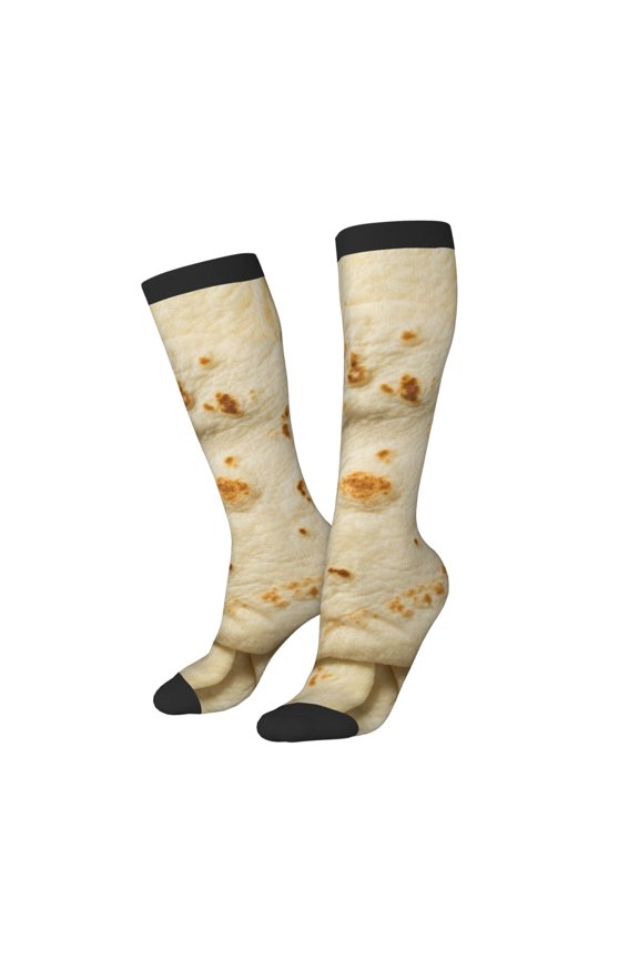 Women Crew Soft Moisture-wicking Socks Taco Tortillas Pattern Design Cotton Socks, One Size fit All