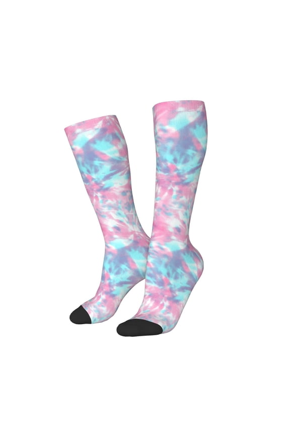 Women Crew Soft Moisture-wicking Socks Tie Dye Pattern Design Cotton Socks, One Size fit All