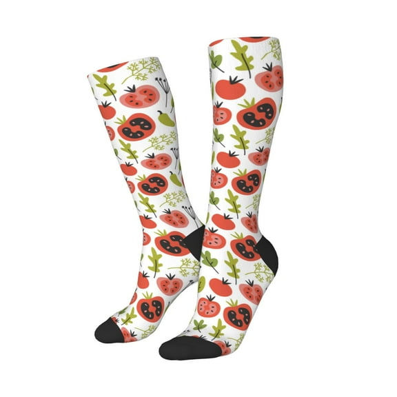 Picia Women Crew Soft Moisture-wicking Socks Tomatoes Pattern Design Cotton Socks, One Size fit All