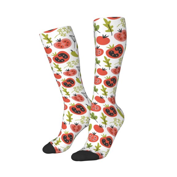 Picia Women Crew Soft Moisture-wicking Socks Tomatoes Pattern Design Cotton Socks, One Size fit All